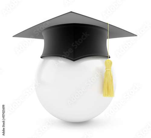 Obraz na plátně graduation cap white ball on a white background