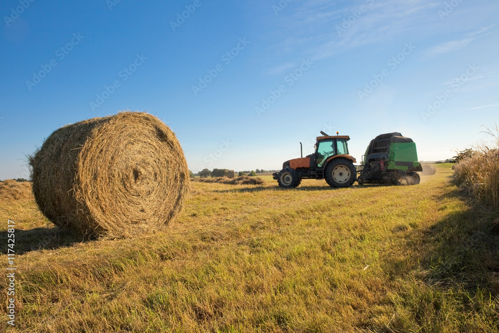 Moisson et tracteur au champ Moisson et tracteur au champ