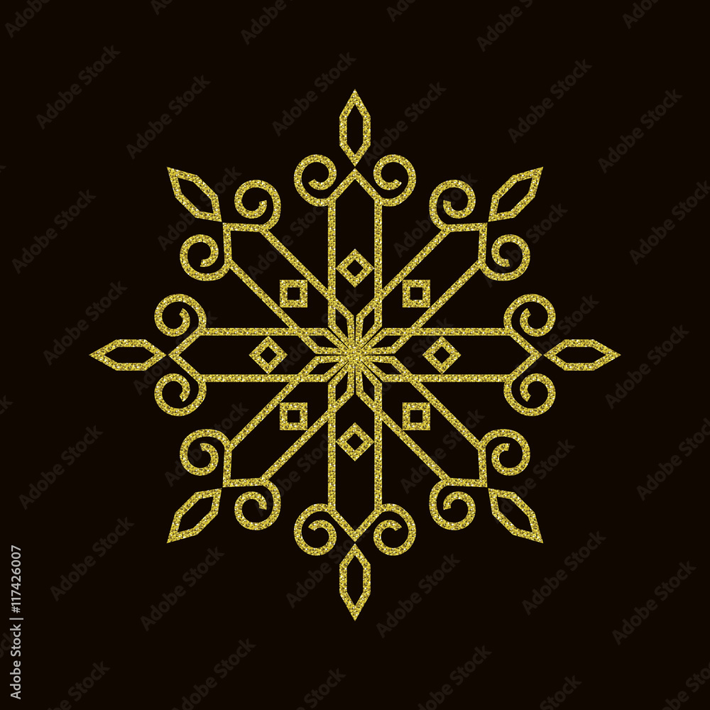 Vector decorative element mandala in golden texture.