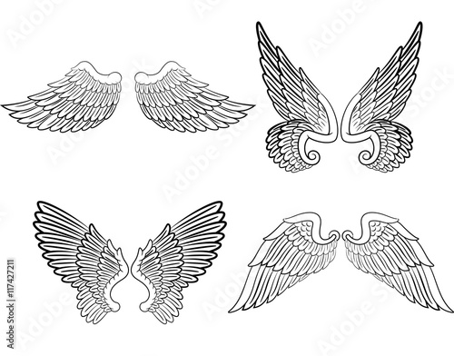 Cartoon angel wings collection set