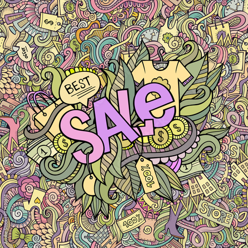 Sale hand lettering and doodles elements background