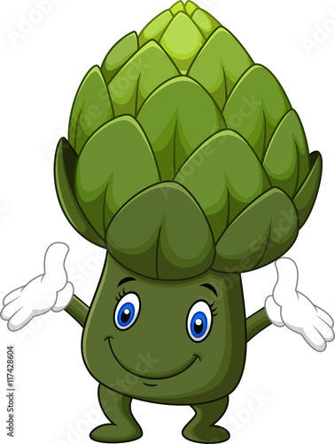Funny artichoke cartoon isolated on white background