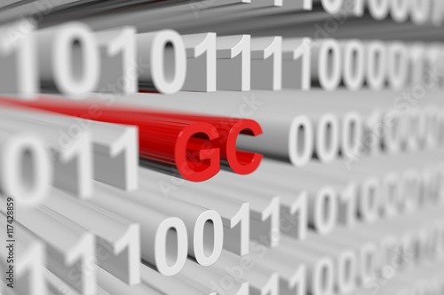 Photography GC in the form of a binary code with blurred background 3D illustration