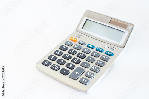 Basic calculator on white background.