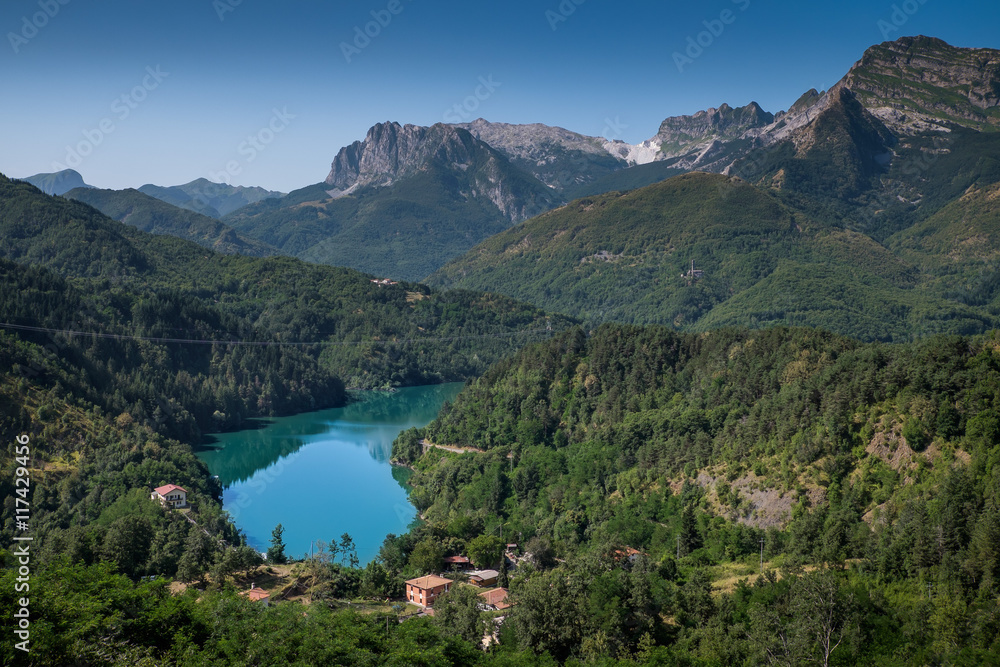 The artificial lake of Gramolazzo, Serchio Valley, Tuscany, Italy
