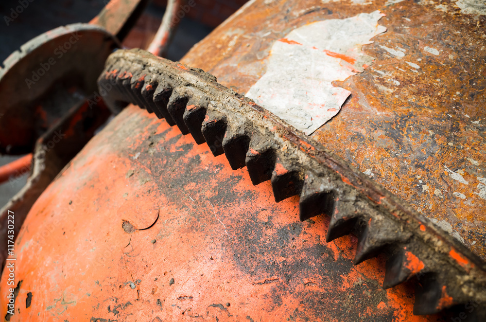 Portable concrete mixer gear fragment Portable concrete mixer gear fragment
