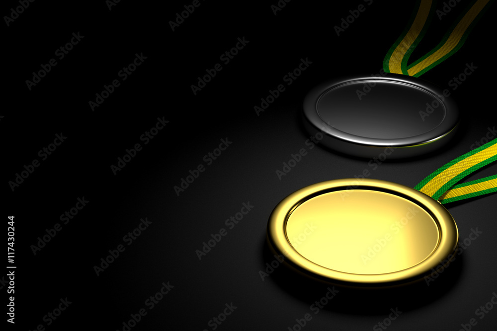 Gold and Silver Medals Background, 3D Rendering Gold and Silver Medals Background, 3D Rendering