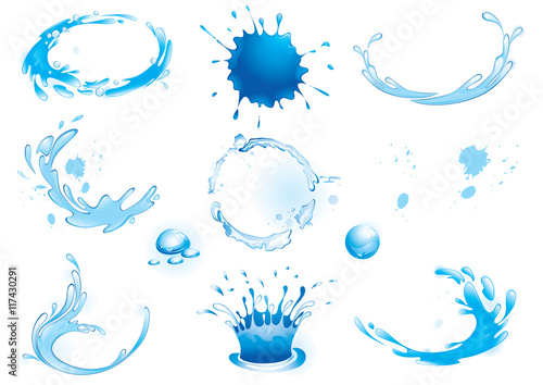 Set of water splashes. (vector illustration)