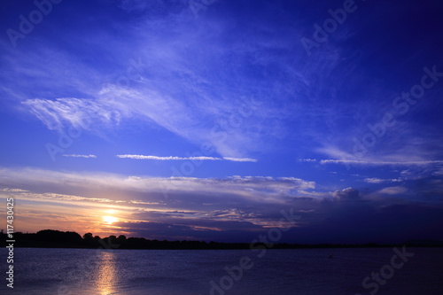                                     Sunset seen from Lake Yanaka                                                                                   