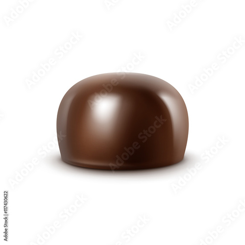 Realistic Dark Black Bitter Chocolate Candy Isolated on White Background