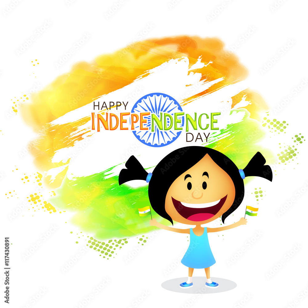 Cute girl celebrating Indian Independence Day. Stock Vector | Adobe Stock