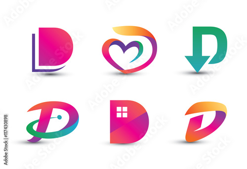 Abstract Colorful D Logo - Set of Letter D Logo