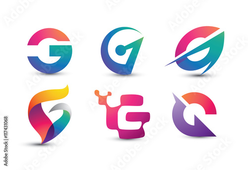 Abstract Colorful G Logo - Set of Letter G Logo