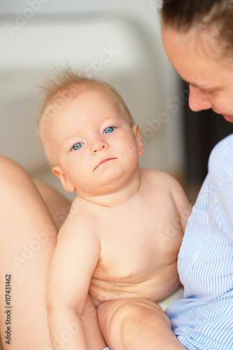 Baby boy with mother