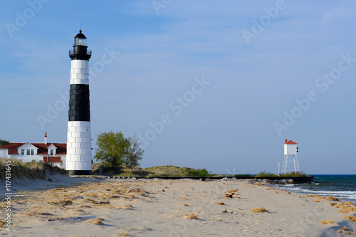 Big Sable Point Lighthouse in dunes, built in 1867