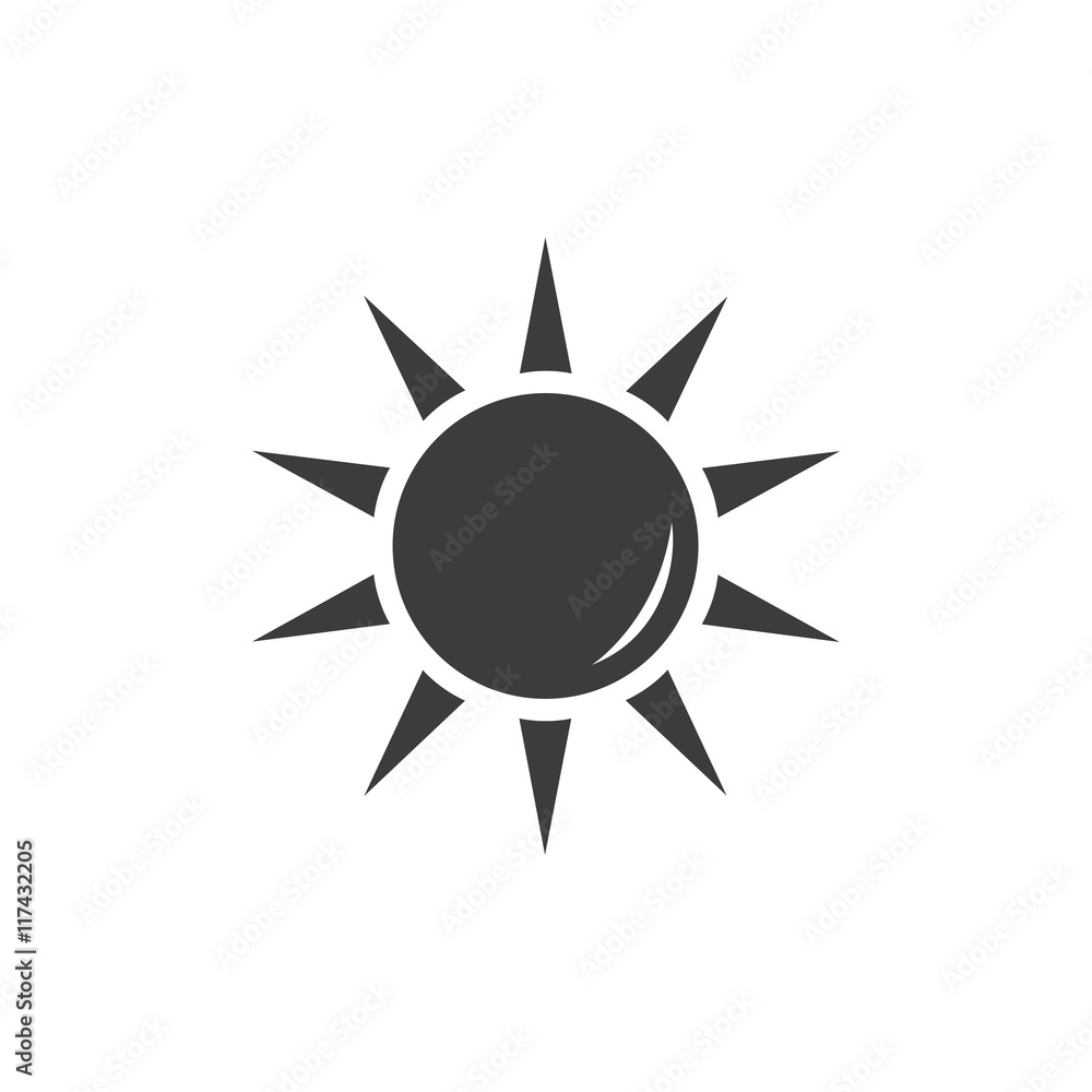 Sun icon. Sun Vector isolated on white background. Flat vector illustration in black. EPS 10