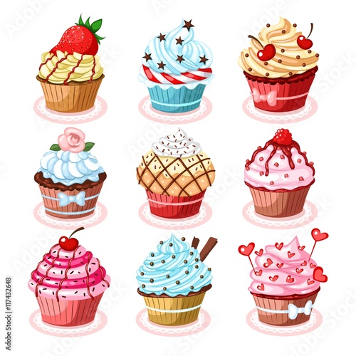 Delicious cupcakes illustrations