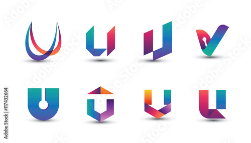 Abstract Colorful U Logo - Set of Letter U Logo