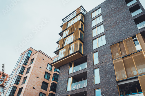 Wallpaper Mural Low angle view of unique contemporary housing Torontodigital.ca