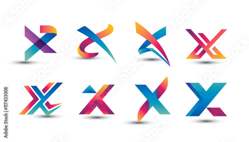 Abstract Colorful X Logo - Set of Letter X Logo