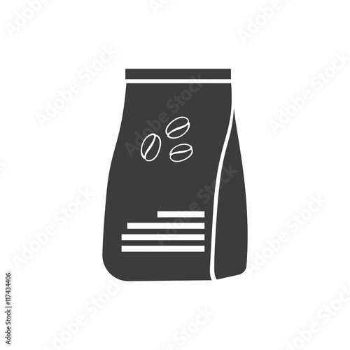 Package coffee icon. Package coffee Vector isolated on white background. Flat vector illustration in black. EPS 10