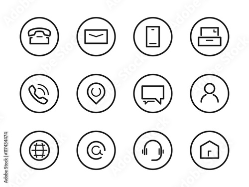 Sleek minimalistic contact icons set 