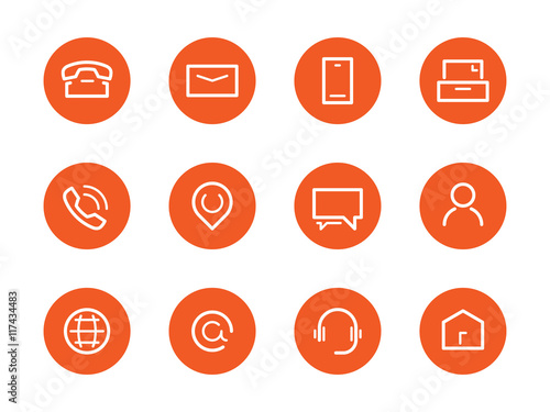 Sleek minimalistic contact icons set 