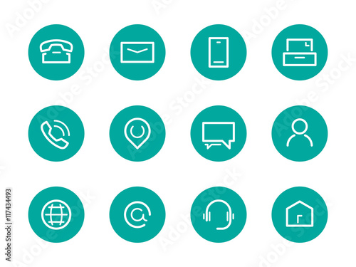 Sleek minimalistic contact icons set 