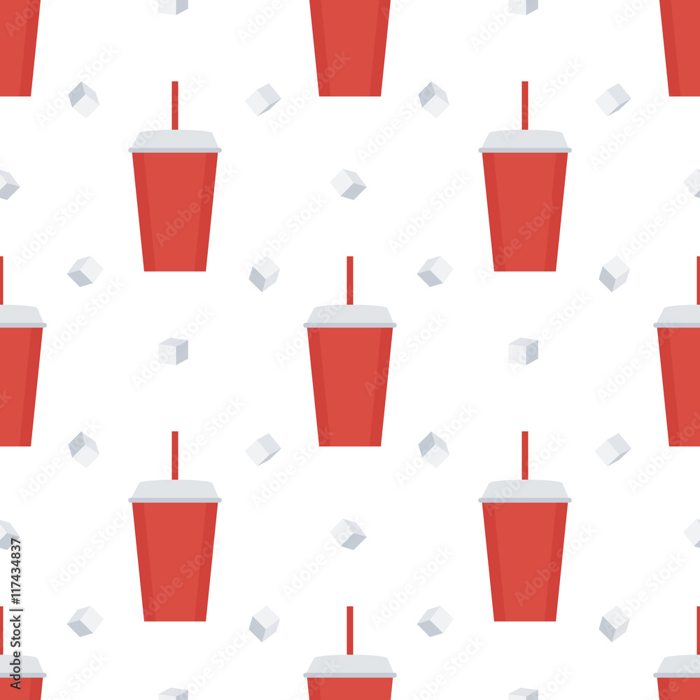 Soda drink and ice cubes seamless pattern background. Soda drink and ice cubes seamless pattern background.
