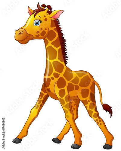Happy giraffe cartoon isolated on white background
