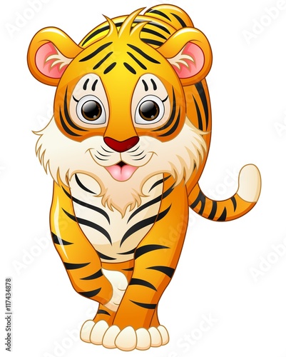 Fototapeta Naklejka Na Ścianę i Meble -  Cute tiger cartoon isolated on white background