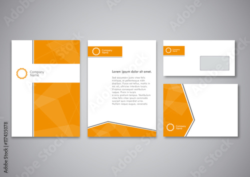 Orange corporate identity template. Vector company style for brandbook and guideline.