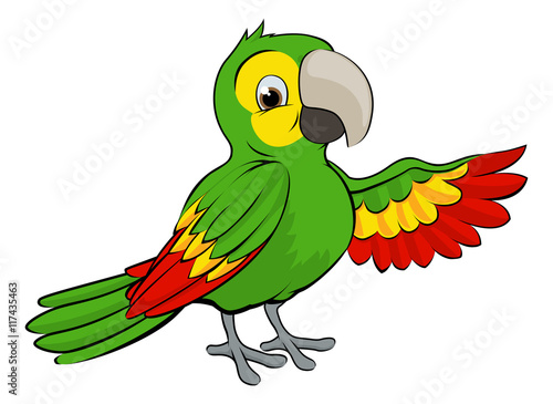 Green Cartoon Parrot