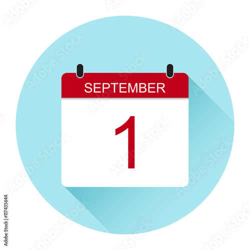 Vector flat calendar icon isolated on the blue background.