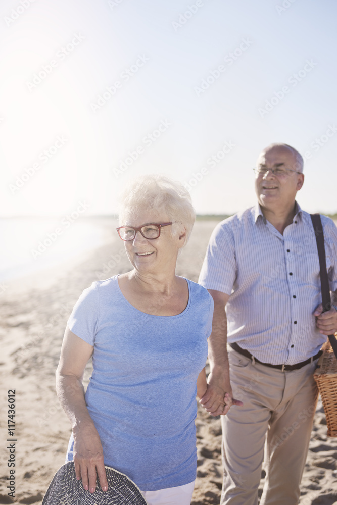 Senior couple and a picnic basket
