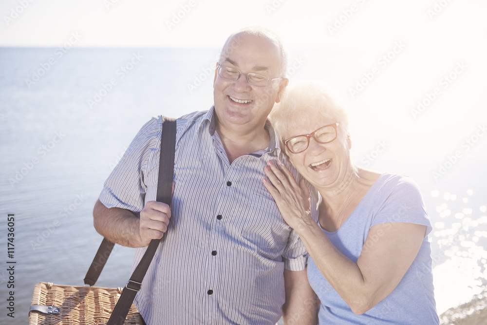 Happy senior marriage going on a picnic. Happy senior marriage going on a picnic.