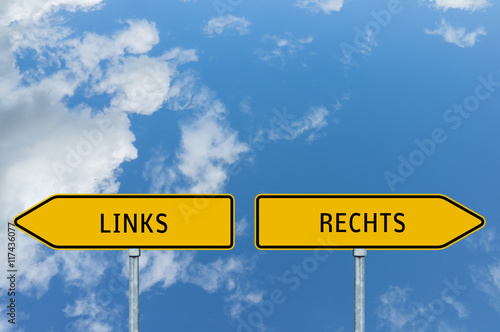 Umleitungsschild Links oder Rechts