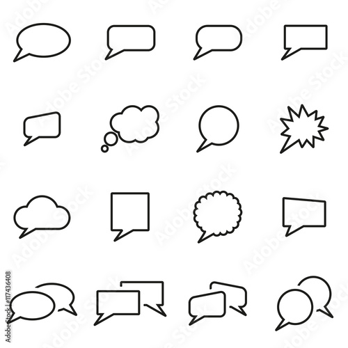 Vector line speach bubbles icon set