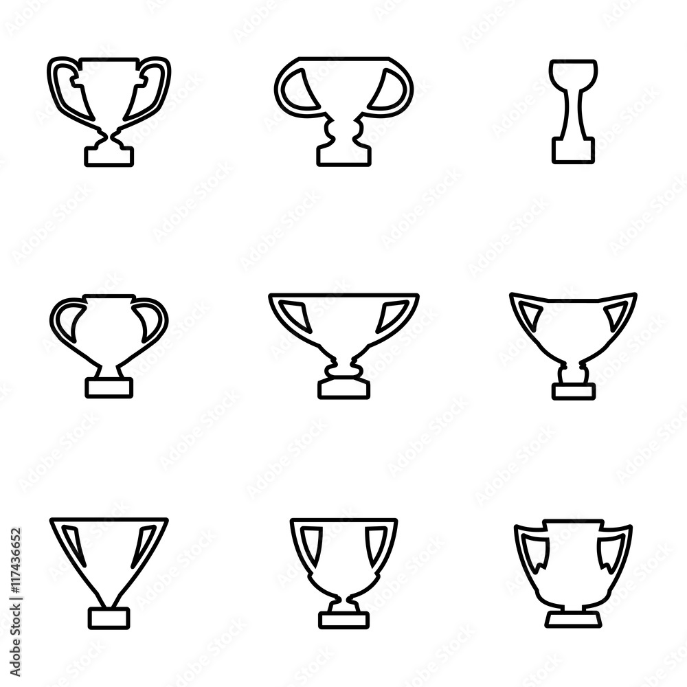Vector line trophy icon set Vector line trophy icon set