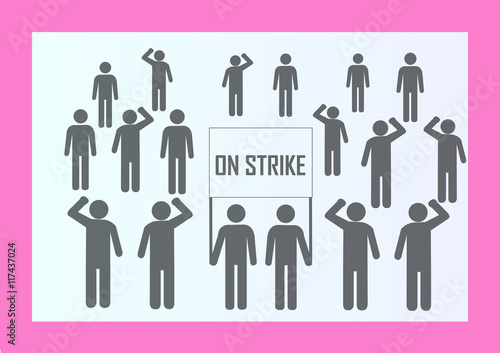 on strike; illustration; demonstration; protest; 