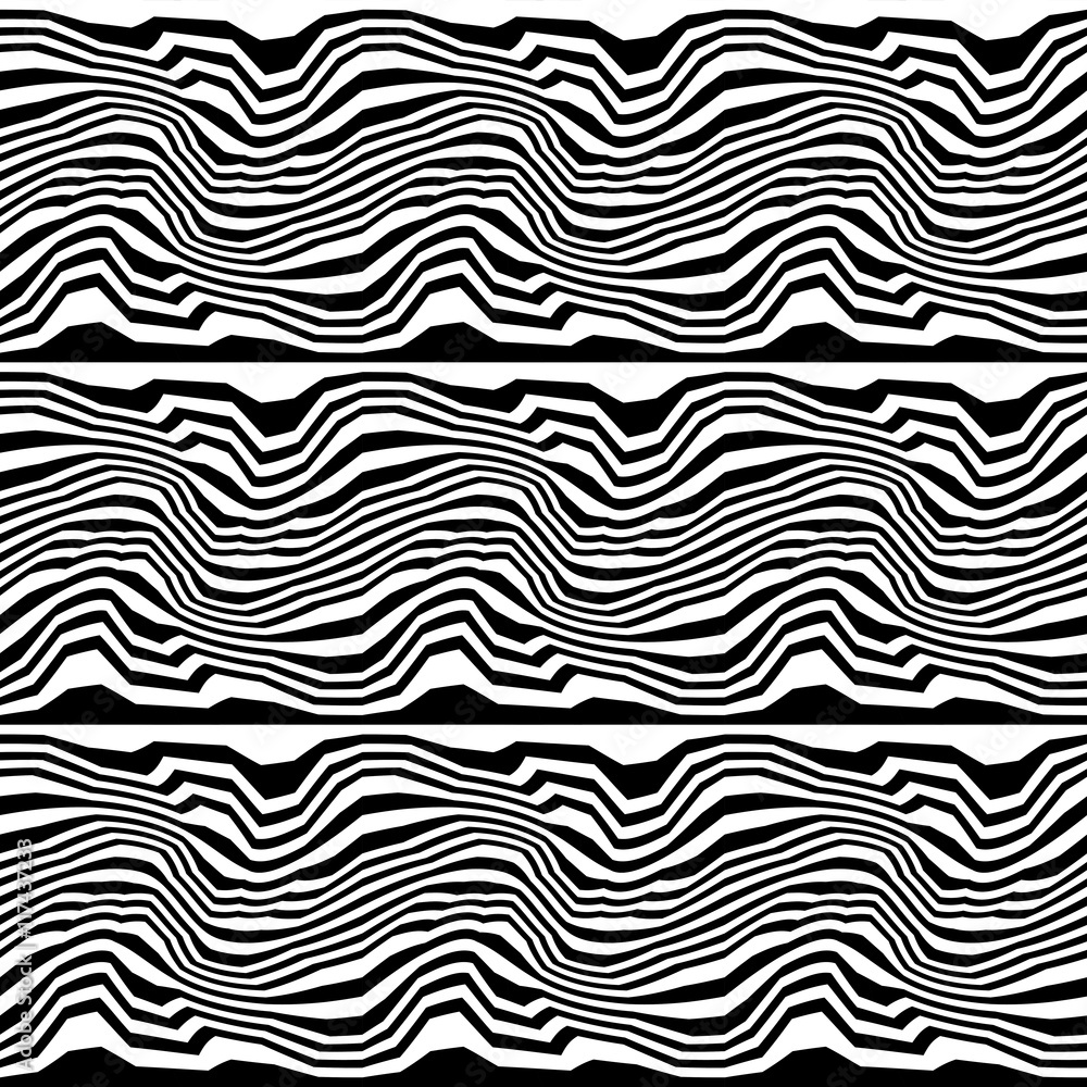 Vector hipster abstract geometry trippy pattern with stripes , black and white seamless geometric background, subtle pillow and bad sheet print, simple wood texture, modern fashion design Vector hipster abstract geometry trippy pattern with stripes , black and white seamless geometric background, subtle pillow and bad sheet print, simple wood texture, modern fashion design