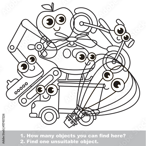 Funny toy machines mishmash set in vector.