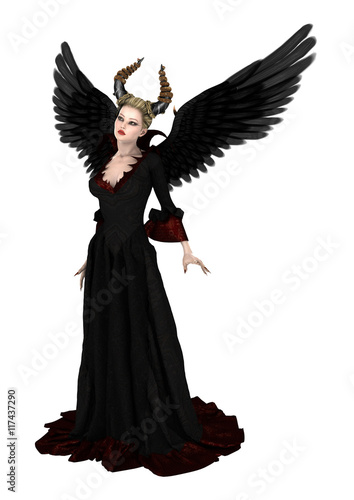Schilderij op canvas 3D Rendering Evil Queen on White