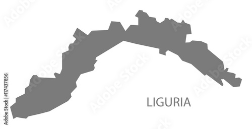 Fototapet Liguria Italy Map grey
