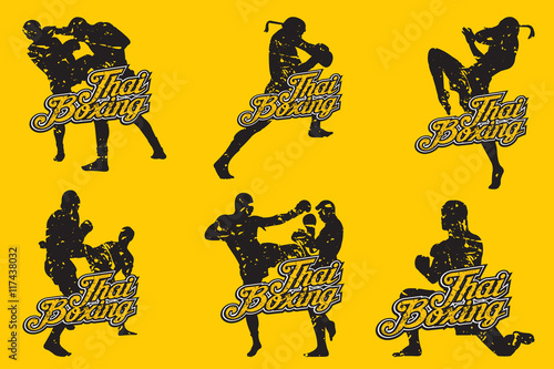 set of thai boxing icon 