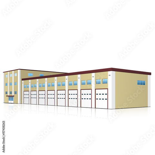 fire station building with reflection