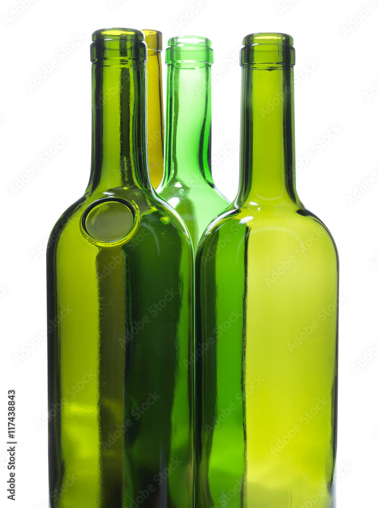 Bottles and glasses on a white background Bottles and glasses on a white background