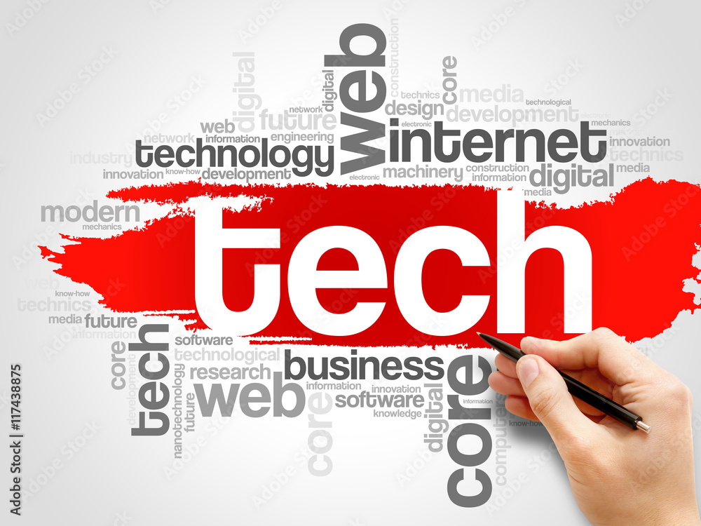 TECH word cloud collage, business concept background TECH word cloud collage, business concept background
