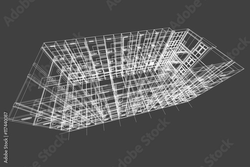 architecture abstract, 3d illustration, Top view building structure, floor plan