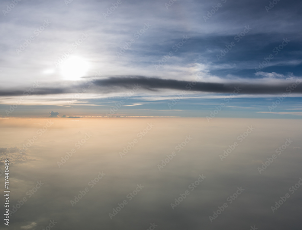 Many cloud in Flying above sunrise
